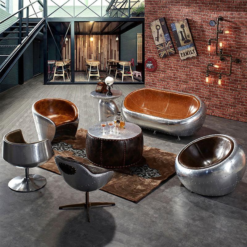 Aviator Airplane Tub Two Seater Sofa, Aluminum Loveseat