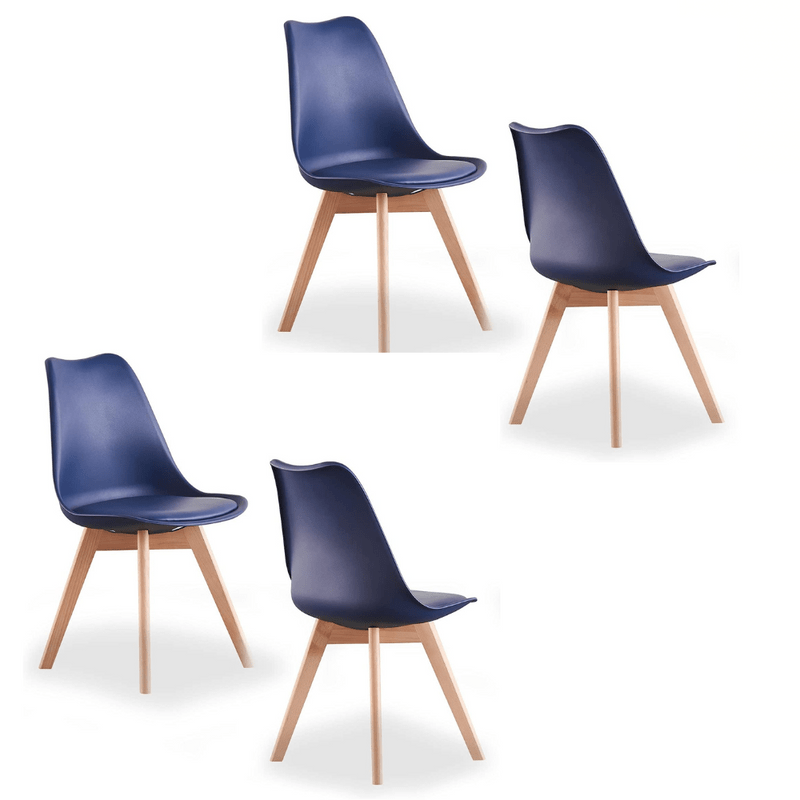 5PCs Dining Set - a White Halo Dining Table & Set of 4 Lorenzo Tulip Dining Chairs with Padded Seat - Joe’s Haven
