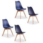 5PCs Dining Set - a Black Halo Dining Table & Set of 4 Lorenzo Tulip chairs with Padded Seat - Joe’s Haven