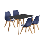 5PCs Dining Set - a Black Halo Dining Table & Set of 4 Lorenzo Tulip chairs with Padded Seat - Joe’s Haven