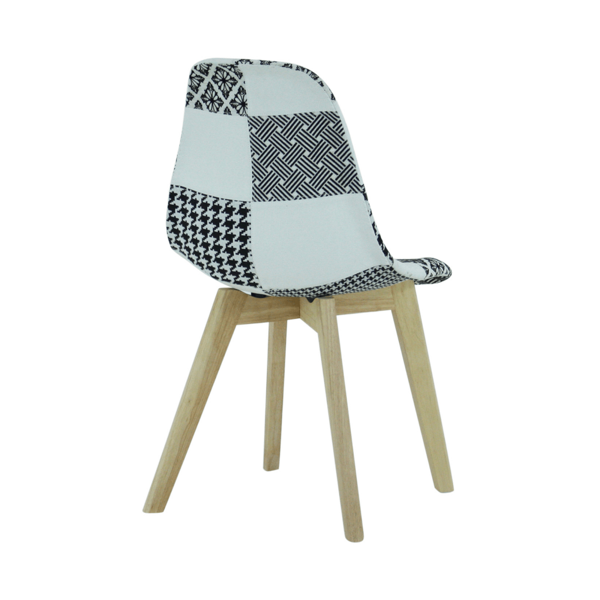5PCs Dining Set - a Halo Dining Table & Set of 4 Black/White Tulip Patchwork Accent Chairs - Joe’s Haven