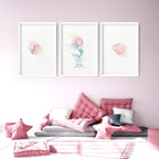 Bedroom Mermaid Decorations | Set of 3 wall art prints - Joe’s Haven