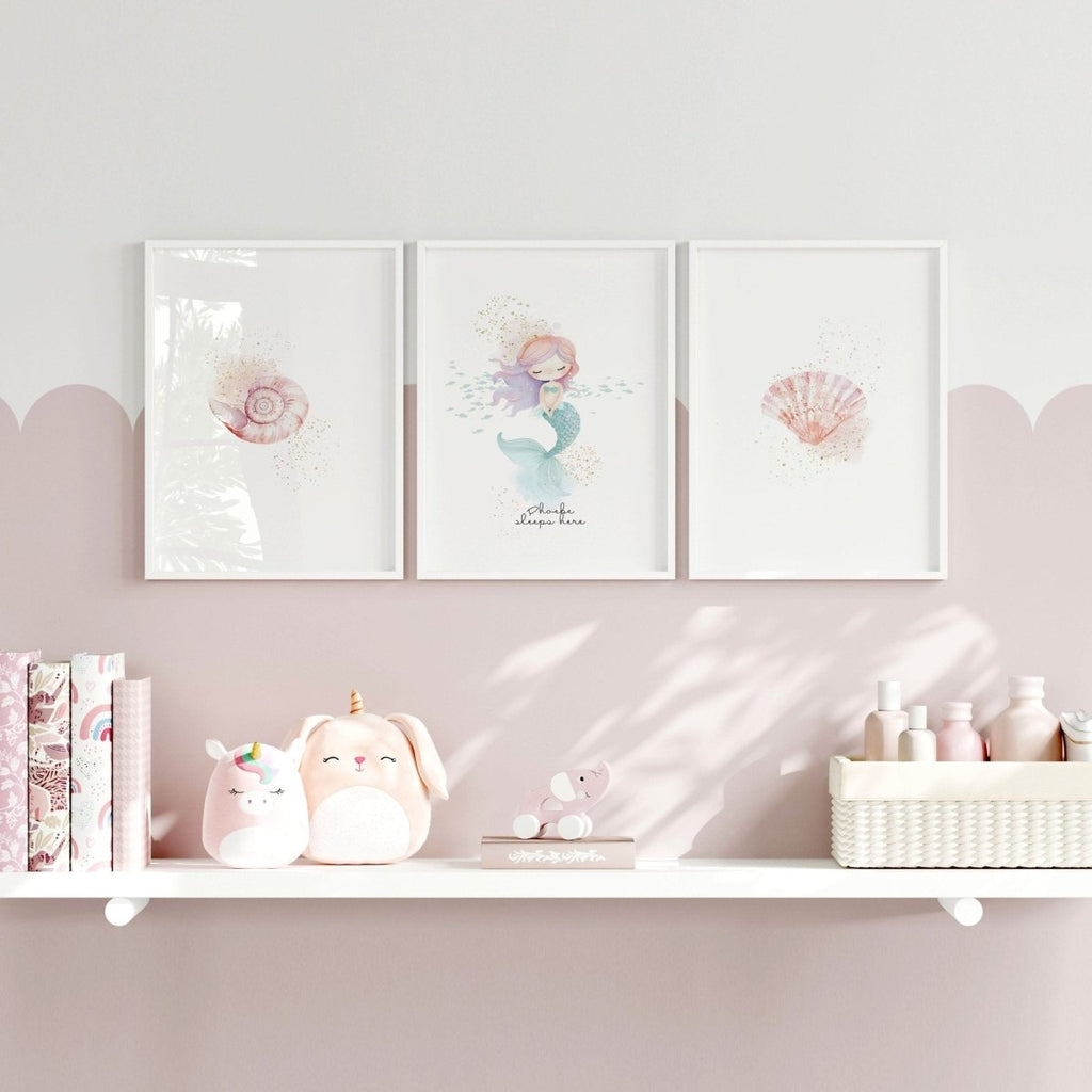 Bedroom Mermaid Decorations | Set of 3 wall art prints - Joe’s Haven