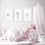 Bedroom Mermaid Decorations | Set of 3 wall art prints - Joe’s Haven
