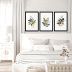Grey paintings for bedroom | set of 3 wall art prints - Joe’s Haven
