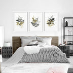Grey paintings for bedroom | set of 3 wall art prints - Joe’s Haven