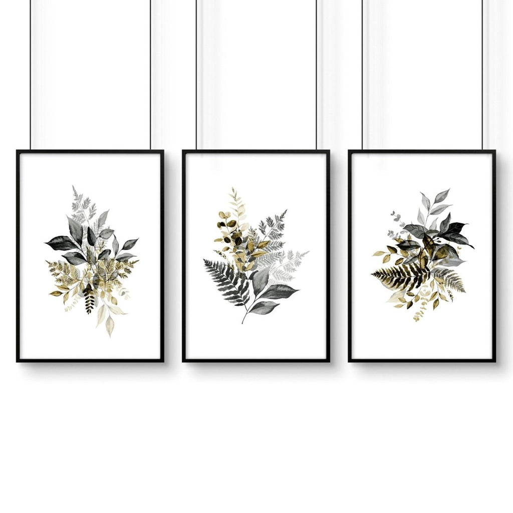 Grey paintings for bedroom | set of 3 wall art prints - Joe’s Haven