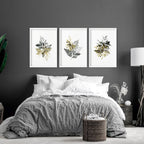 Grey paintings for bedroom | set of 3 wall art prints - Joe’s Haven