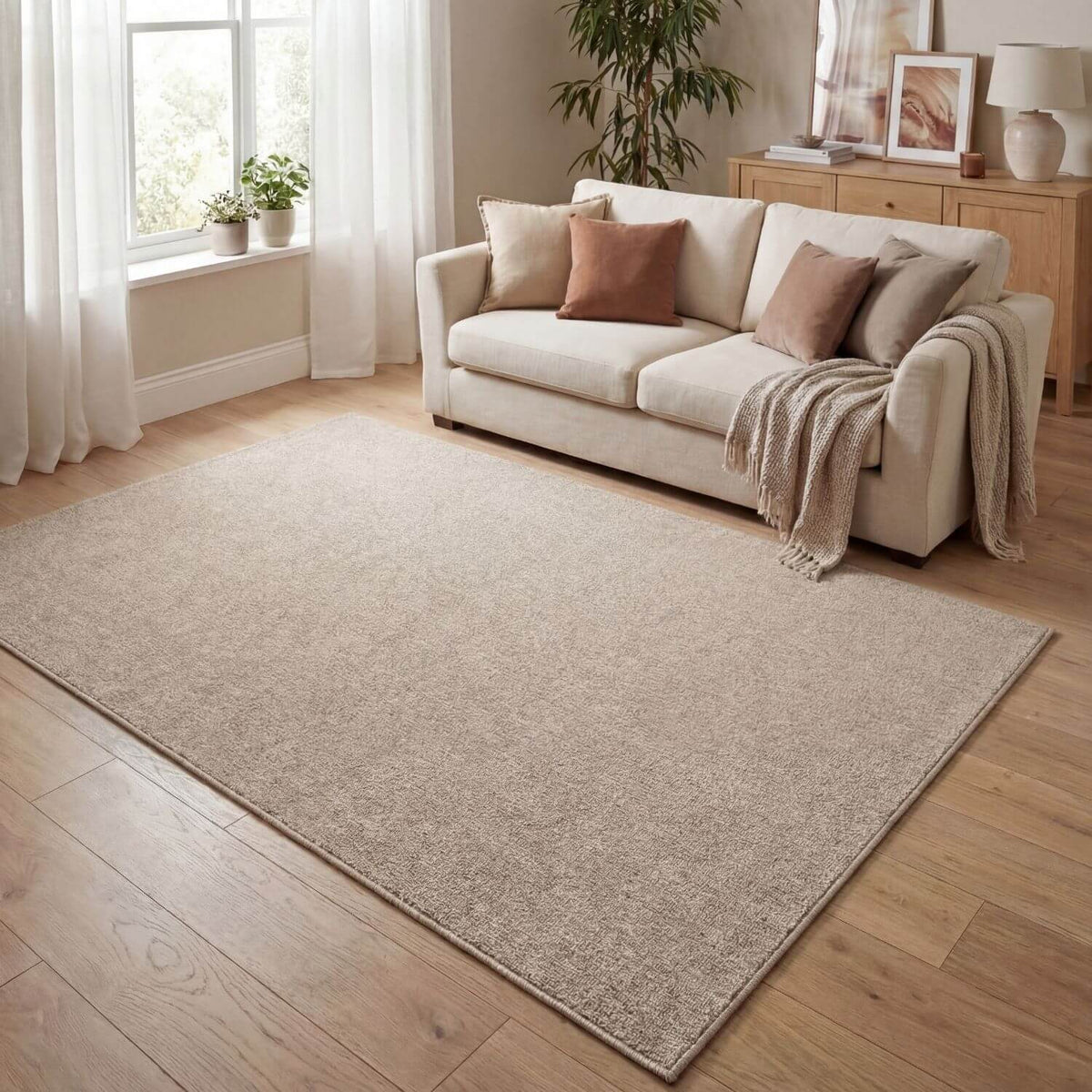 Flex Beige Low Pile Solid Rug - Joe’s Haven