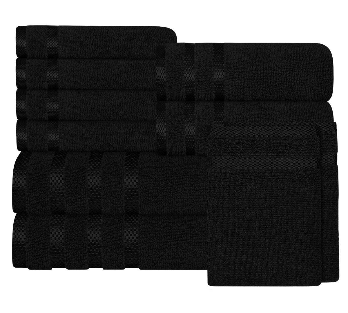 Belmont Viscose Stripe Black Towels 100% Cotton 10 Piece Bale Set, 4 Hand Towel & 12 Face Cloths - Joe’s Haven
