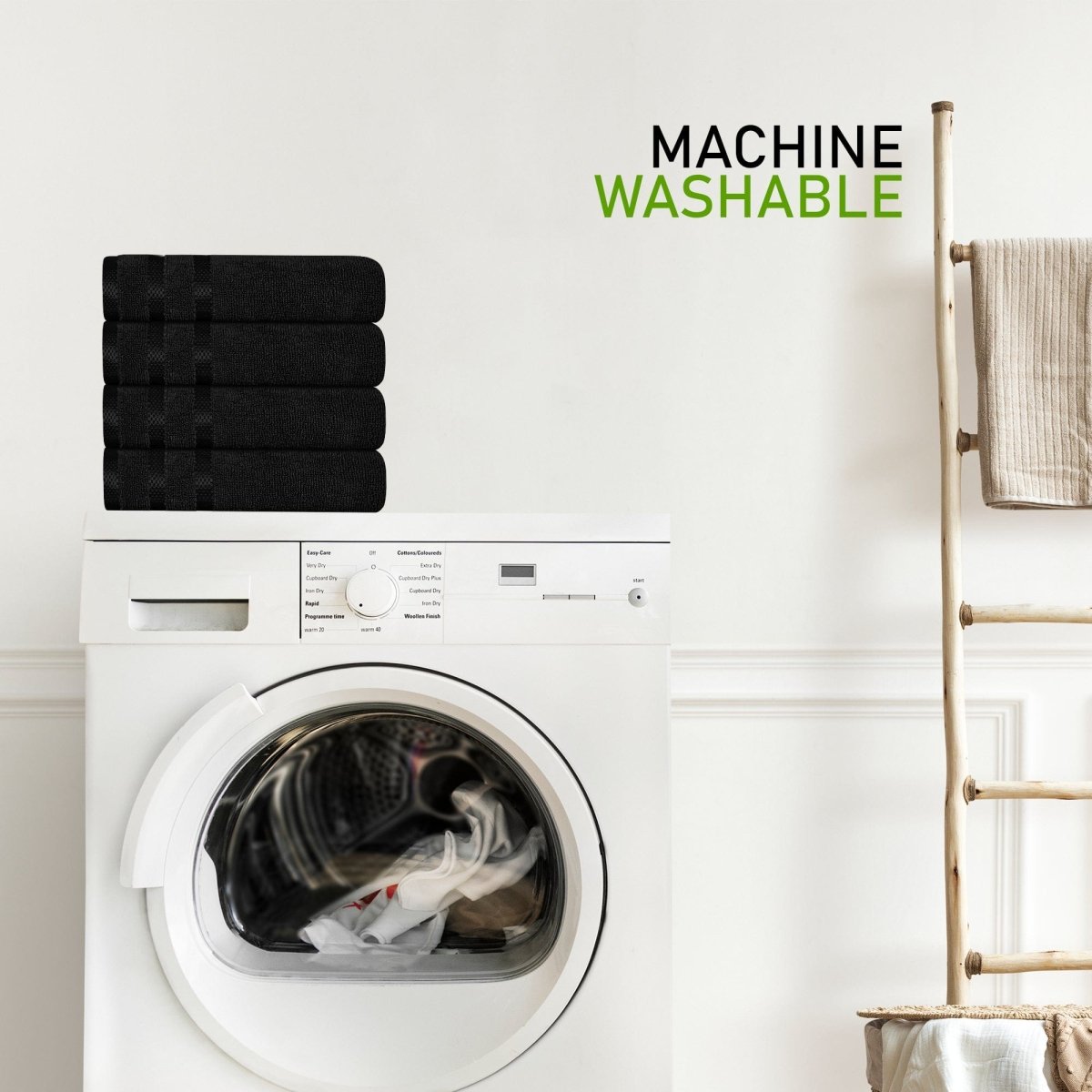 Belmont Viscose Stripe Black Towels 100% Cotton 10 Piece Bale Set, 4 Hand Towel & 12 Face Cloths - Joe’s Haven