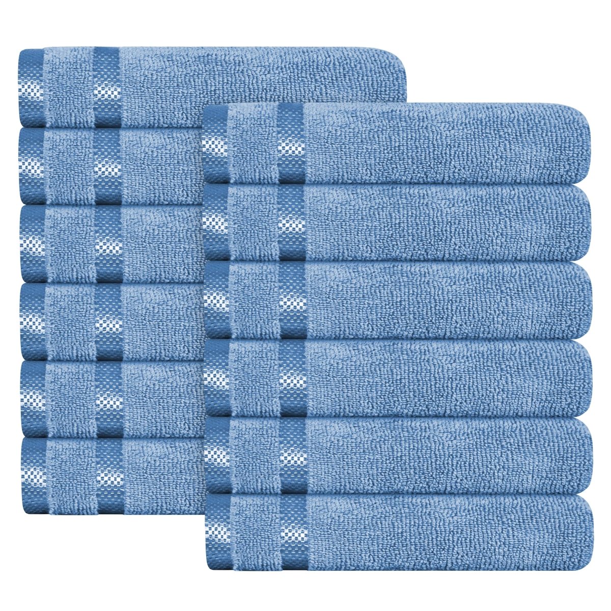 Belmont Viscose Stripe Blue Towels 100% Cotton Hotel Quality 10 Piece Bale Set - Joe’s Haven