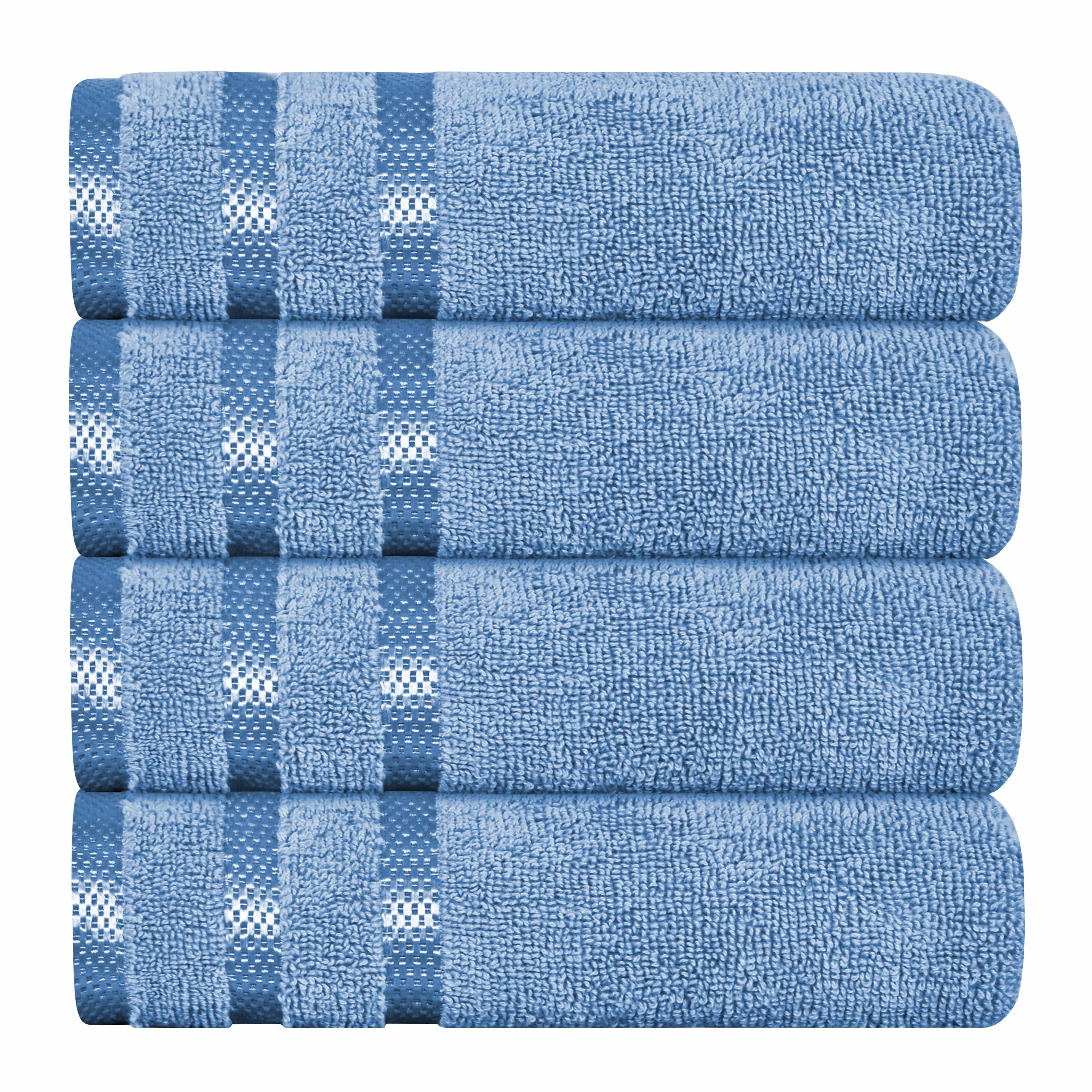 Belmont Viscose Stripe Blue Towels 100% Cotton Hotel Quality 10 Piece Bale Set
