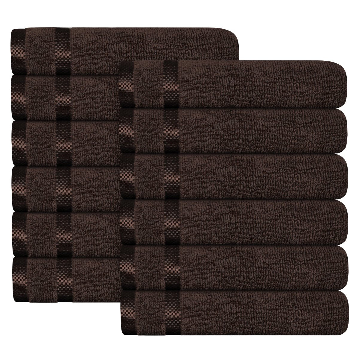 Belmont Viscose Stripe Brown Towels 100% Cotton Hotel Quality 10 Piece Bale Set - Joe’s Haven