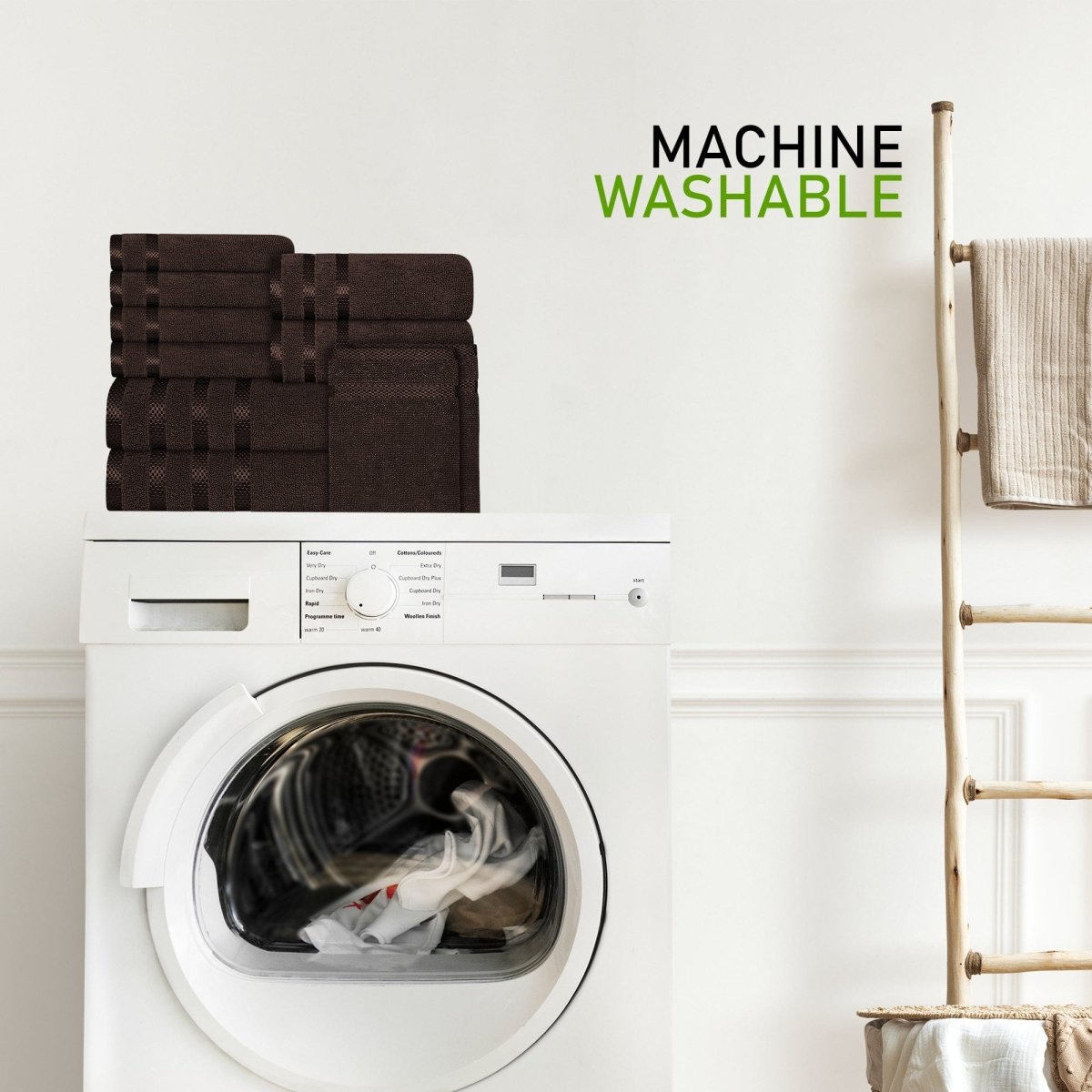 Belmont Viscose Stripe Brown Towels 100% Cotton Hotel Quality 10 Piece Bale Set - Joe’s Haven