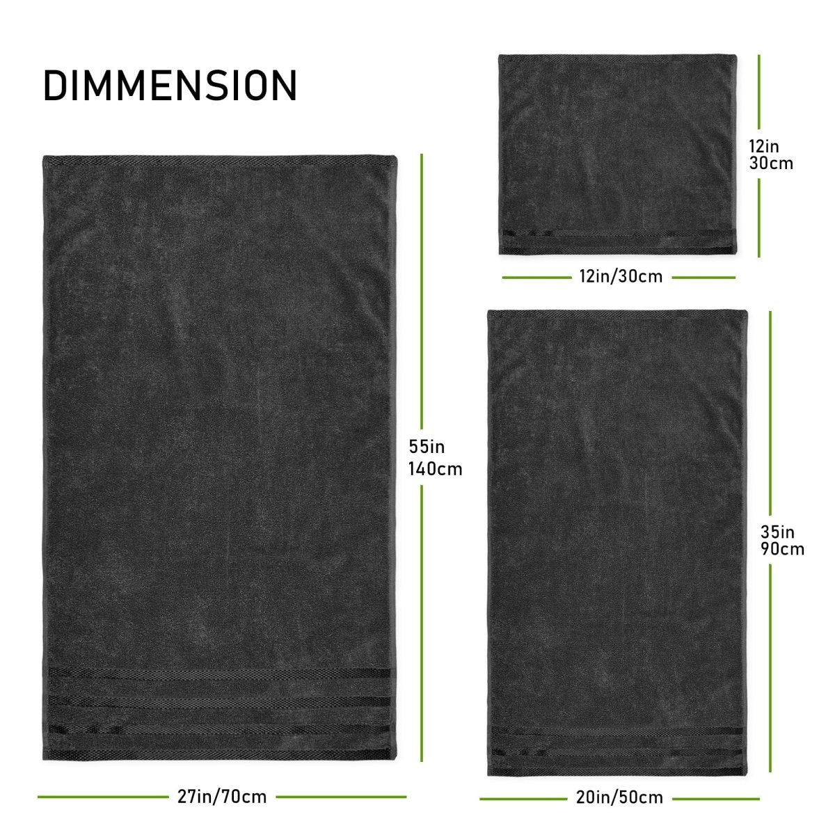 Belmont Viscose Stripe Grey Towels 100% Cotton Hotel Quality 10 Piece Bale Set - Joe’s Haven