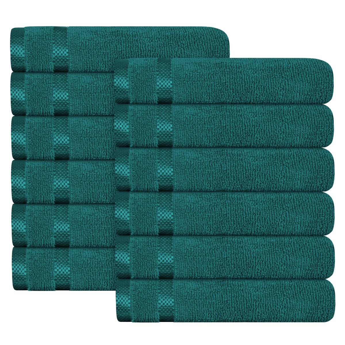 Belmont Viscose Stripe Jade Green Towels 100% Cotton Hotel Quality 10 Piece Bale Set - Joe’s Haven