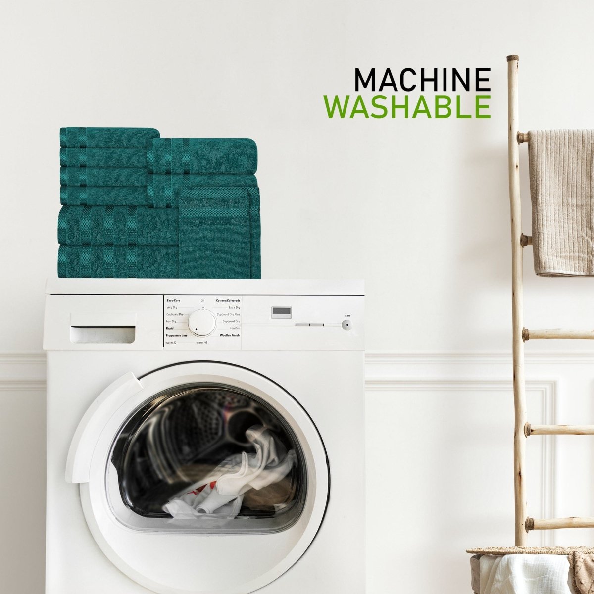 Belmont Viscose Stripe Jade Green Towels 100% Cotton Hotel Quality 10 Piece Bale Set - Joe’s Haven