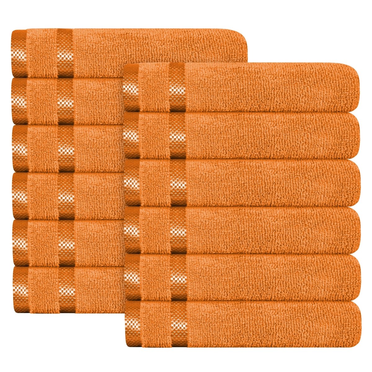 Belmont Viscose Stripe Orange Towels 100% Cotton Hotel Quality 10 Piece Bale Set - Joe’s Haven