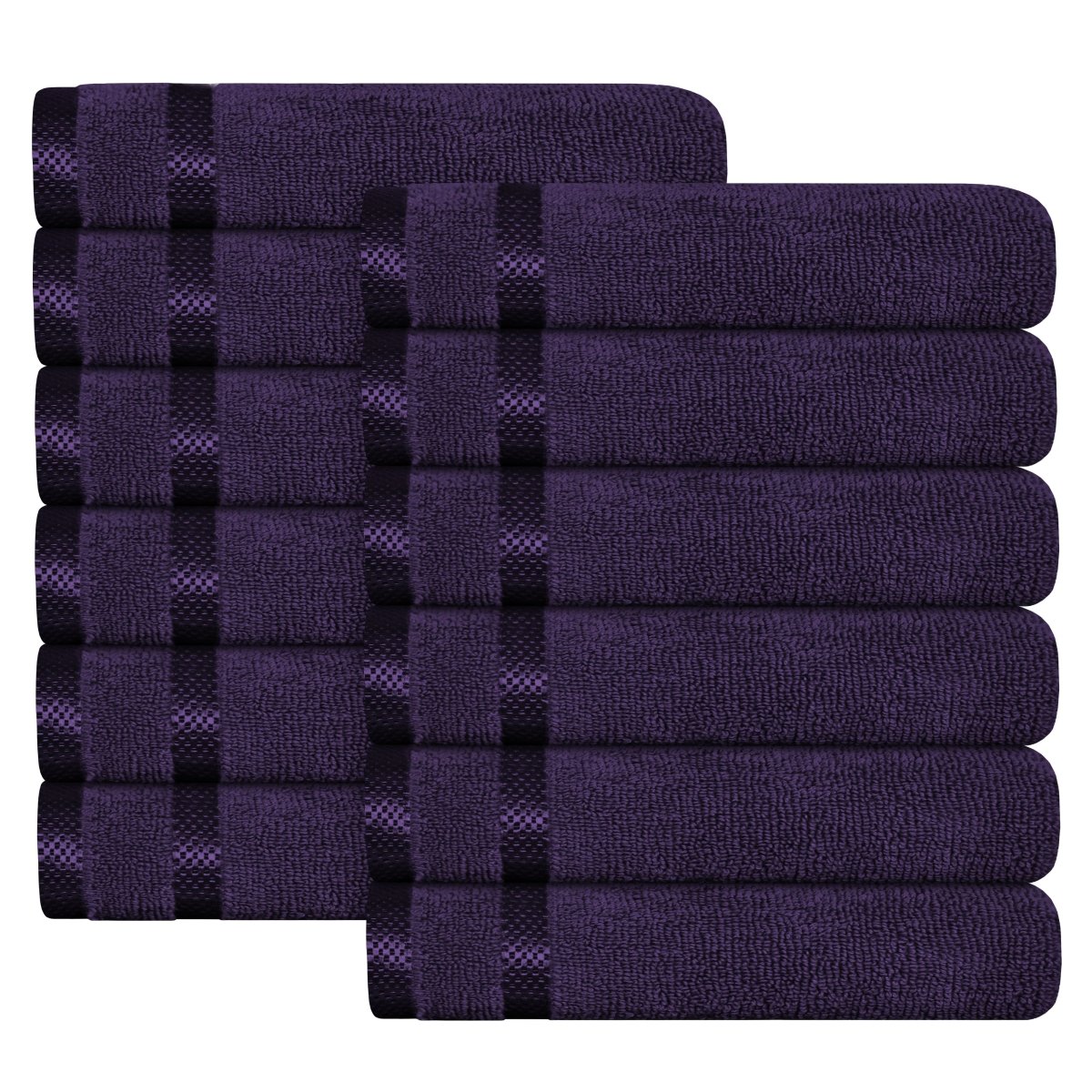 Belmont Viscose Stripe Purple Towels 100% Cotton Hotel Quality 10 Piece Bale Set - Joe’s Haven