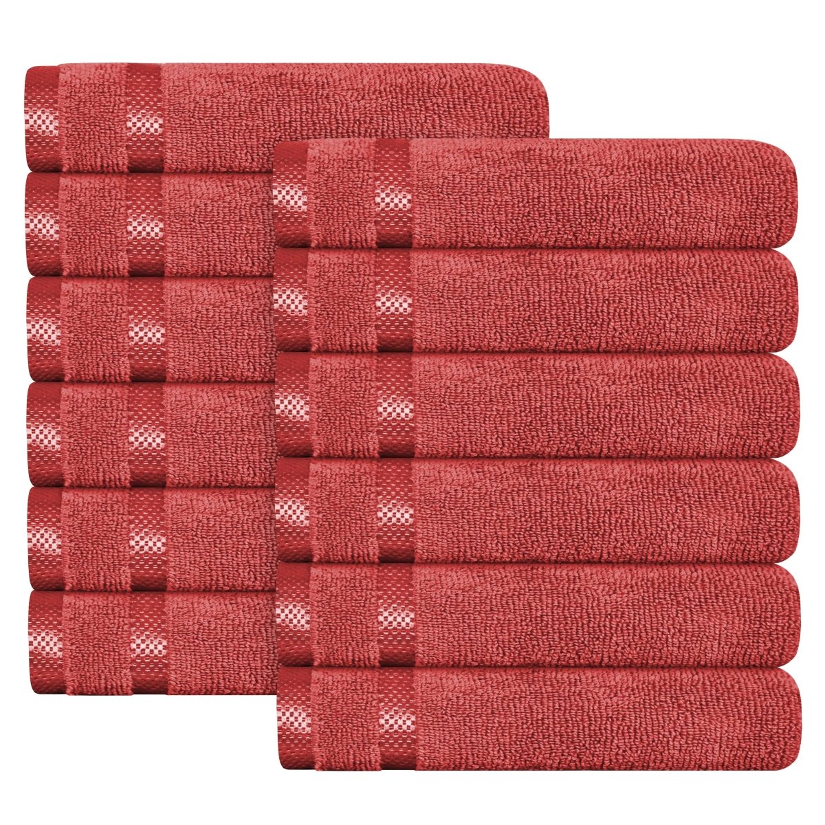 Belmont Viscose Stripe Red Towels 100% Cotton Hotel Quality 10 Piece Bale Set - Joe’s Haven