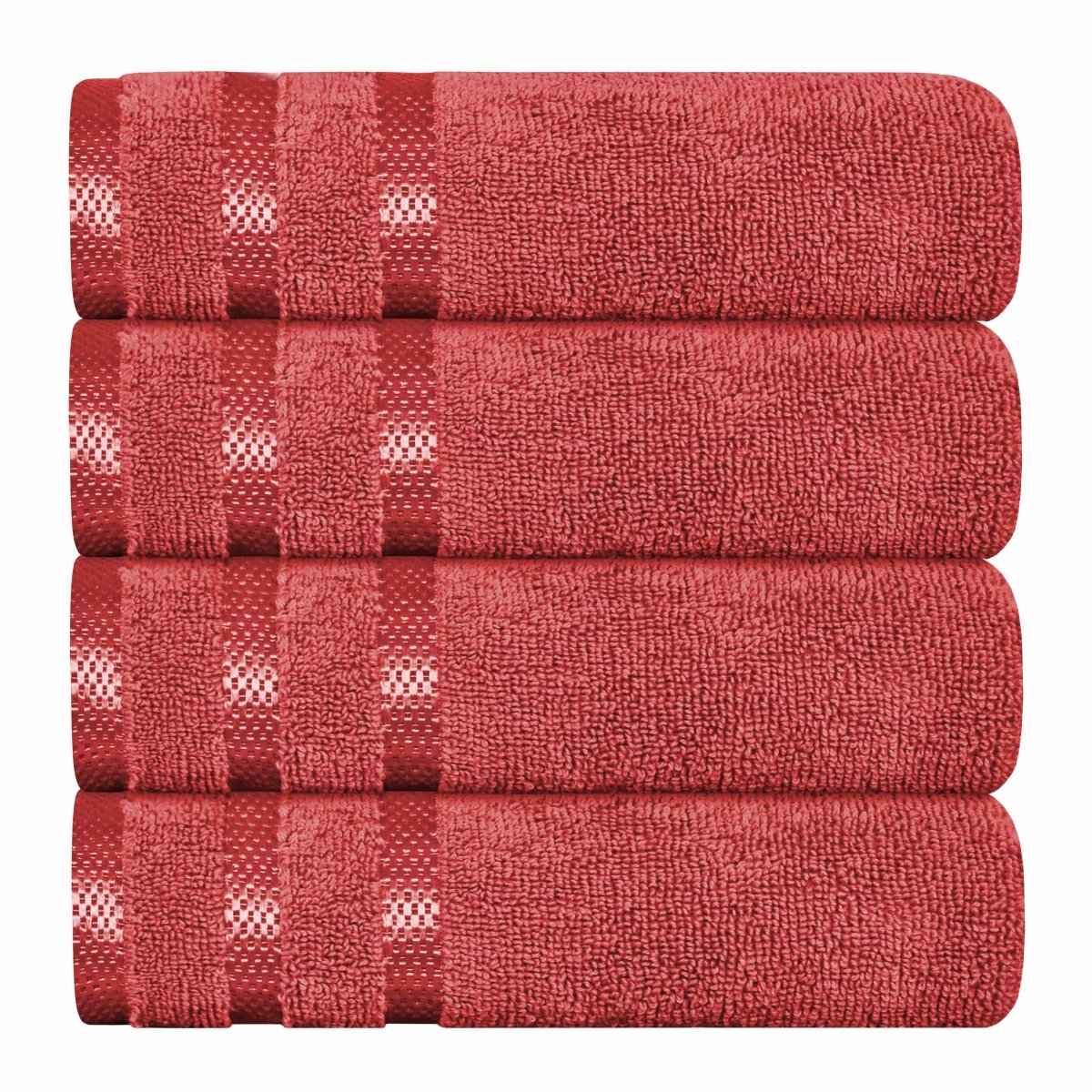 Belmont Viscose Stripe Red Towels 100% Cotton Hotel Quality 10 Piece Bale Set - Joe’s Haven