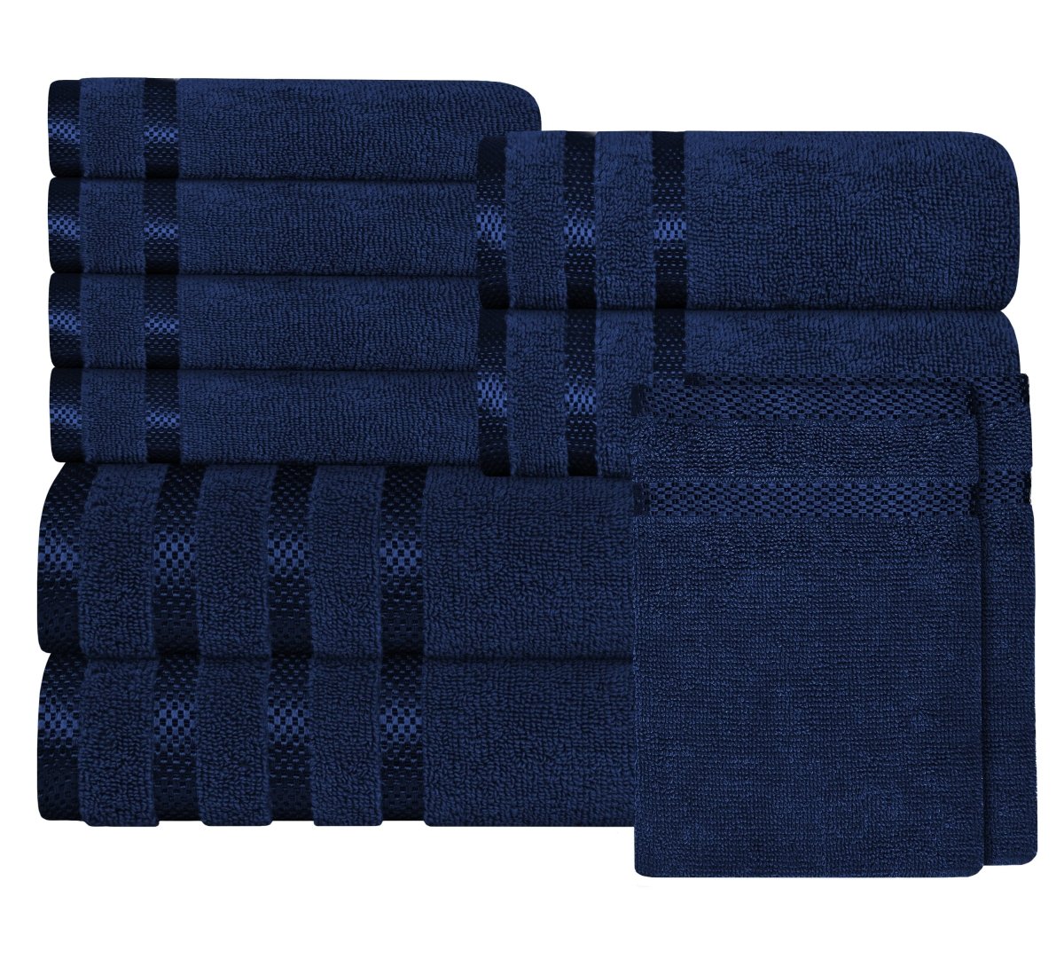 Belmont Viscose Stripe Royal Blue Towels 100% Cotton Hotel Quality 10 Piece Bale Set - Joe’s Haven