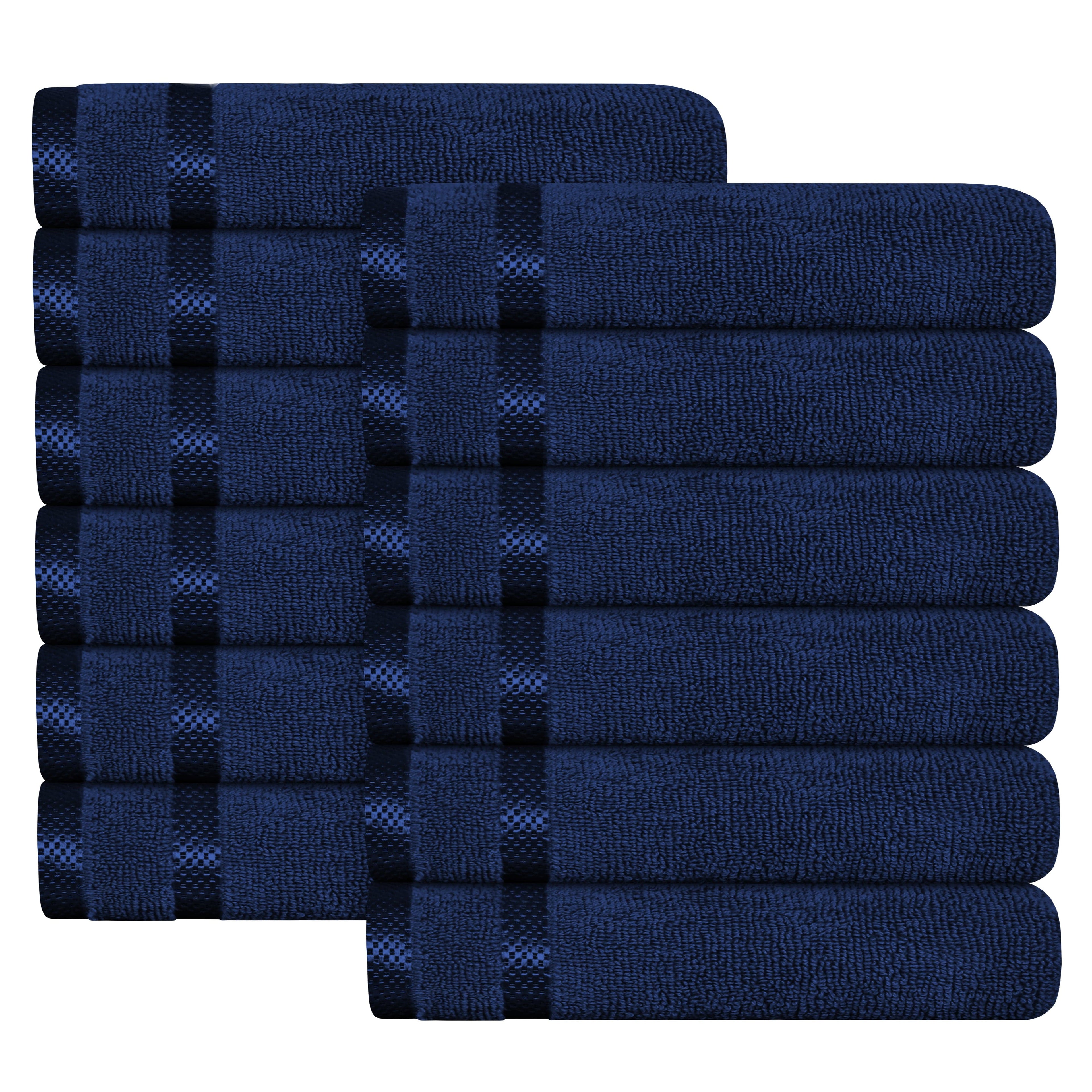 Belmont Viscose Stripe Royal Blue Towels 100% Cotton Hotel Quality 10 Piece Bale Set