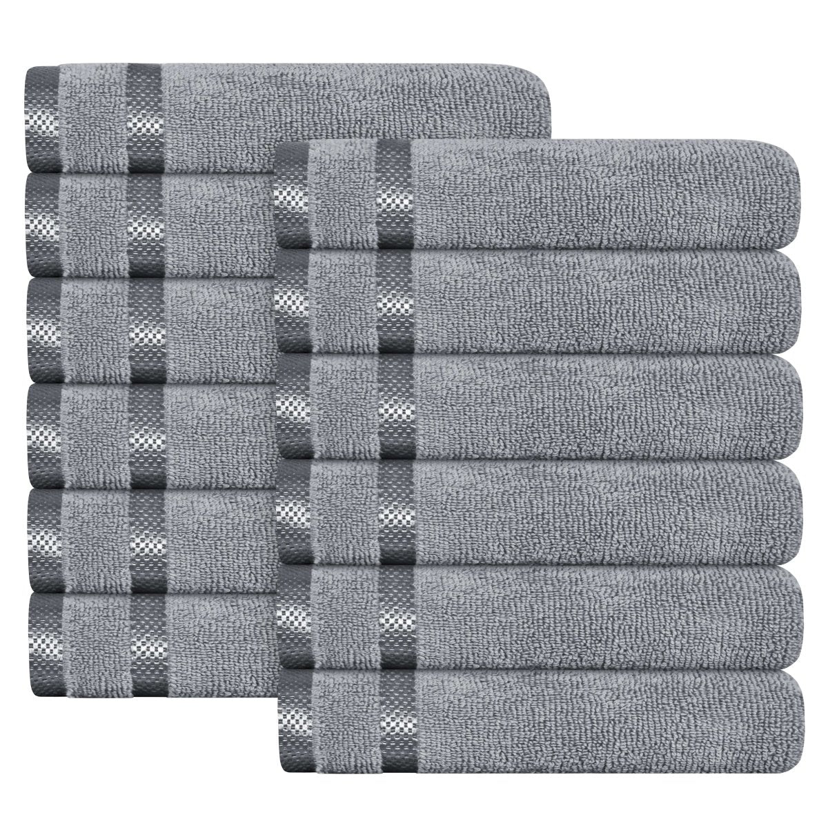 Belmont Viscose Stripe Silver Towels 100% Cotton Hotel Quality 10 Piece Bale Set - Joe’s Haven