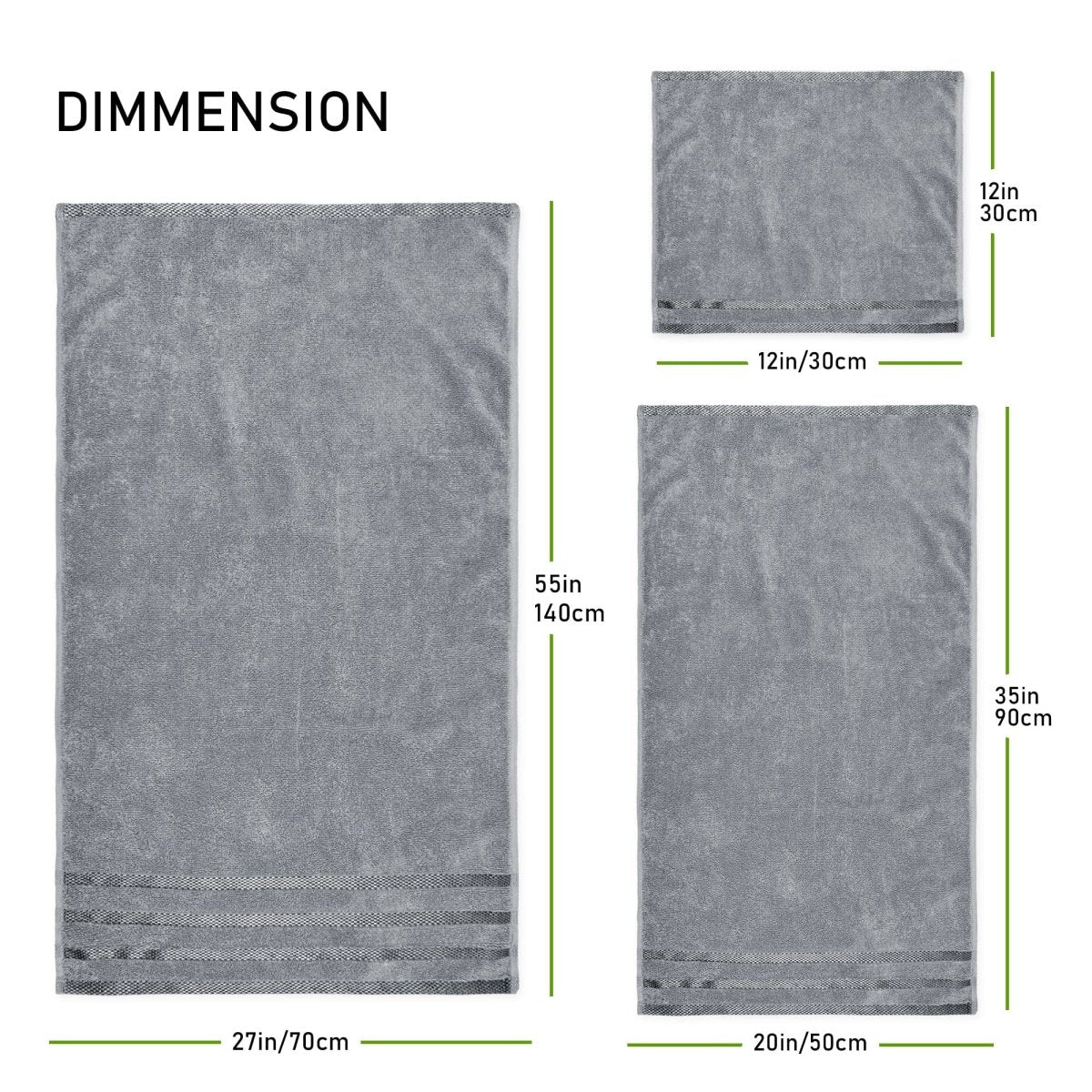 Belmont Viscose Stripe Silver Towels 100% Cotton Hotel Quality 10 Piece Bale Set - Joe’s Haven