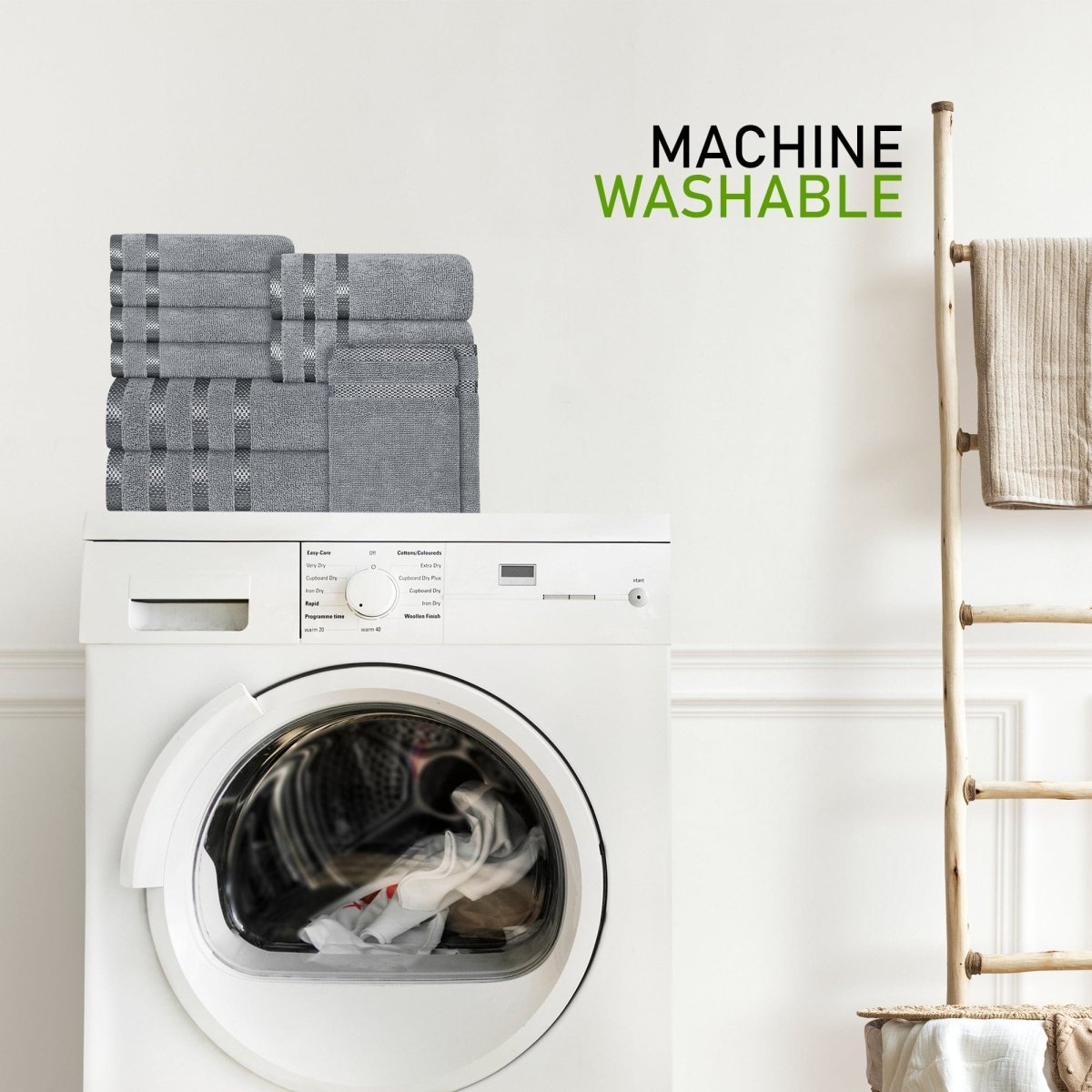 Belmont Viscose Stripe Silver Towels 100% Cotton Hotel Quality 10 Piece Bale Set - Joe’s Haven