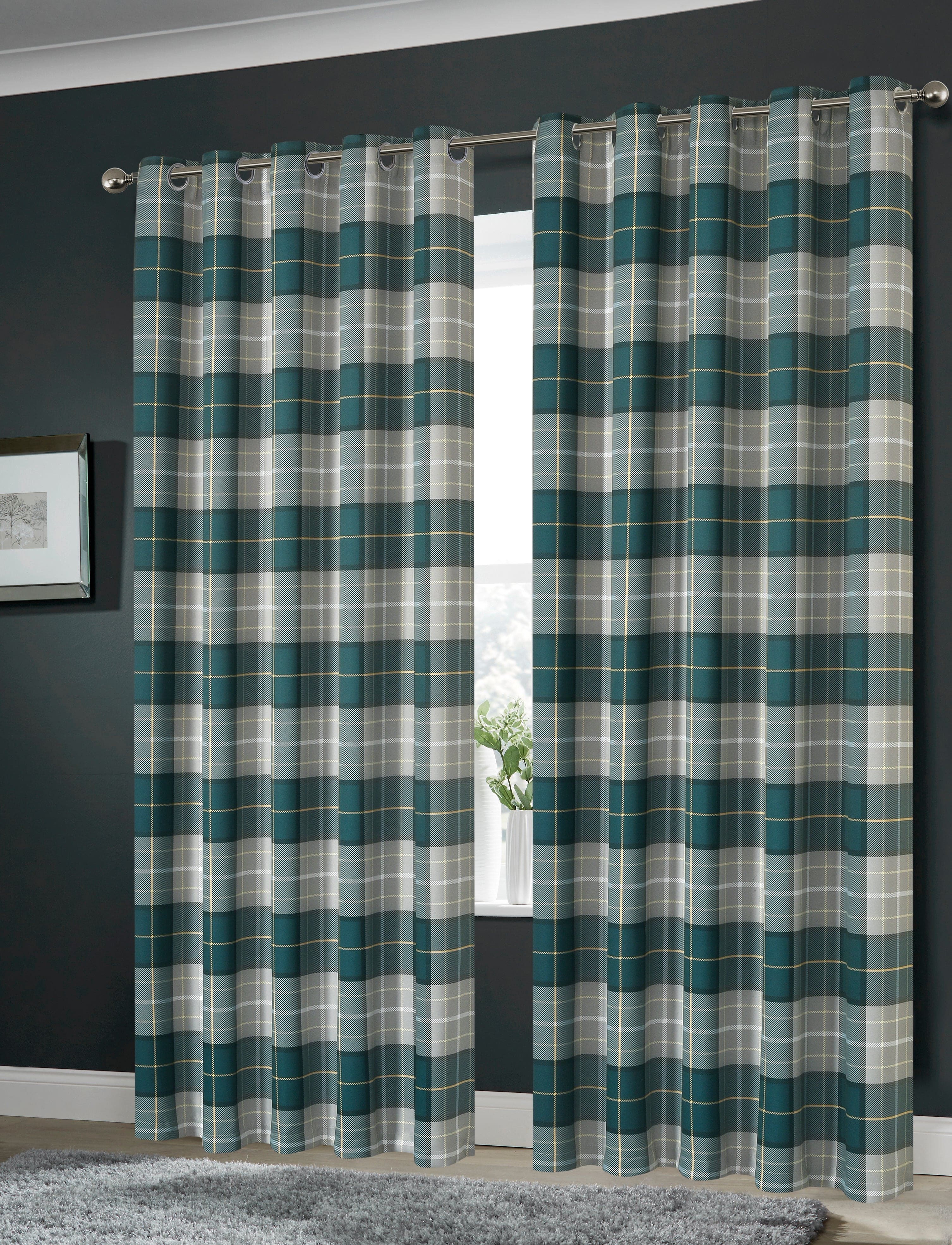 Blackout Thermal Curtains with Check and Marble Design