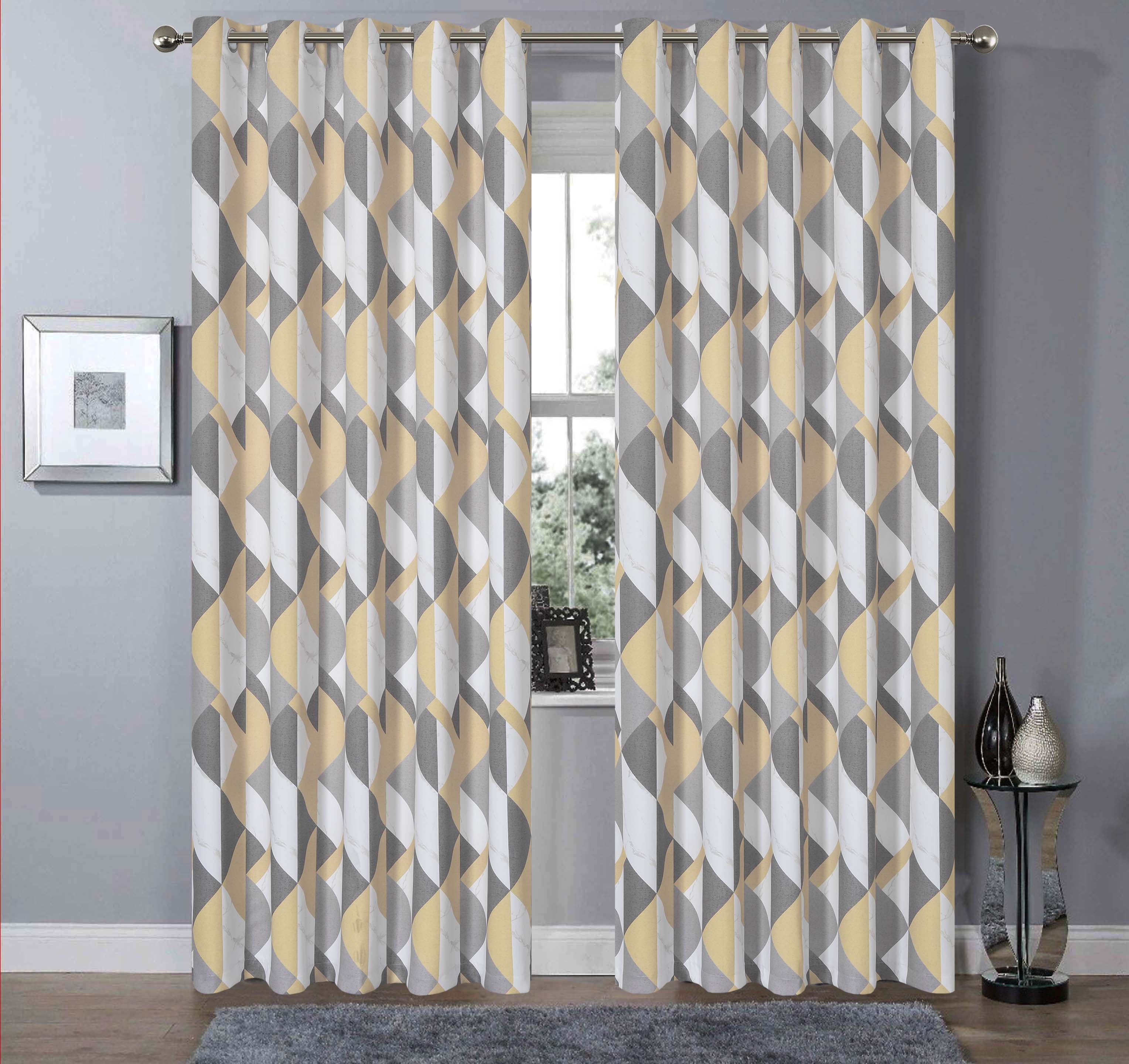Blackout Thermal Curtains with Check and Marble Design