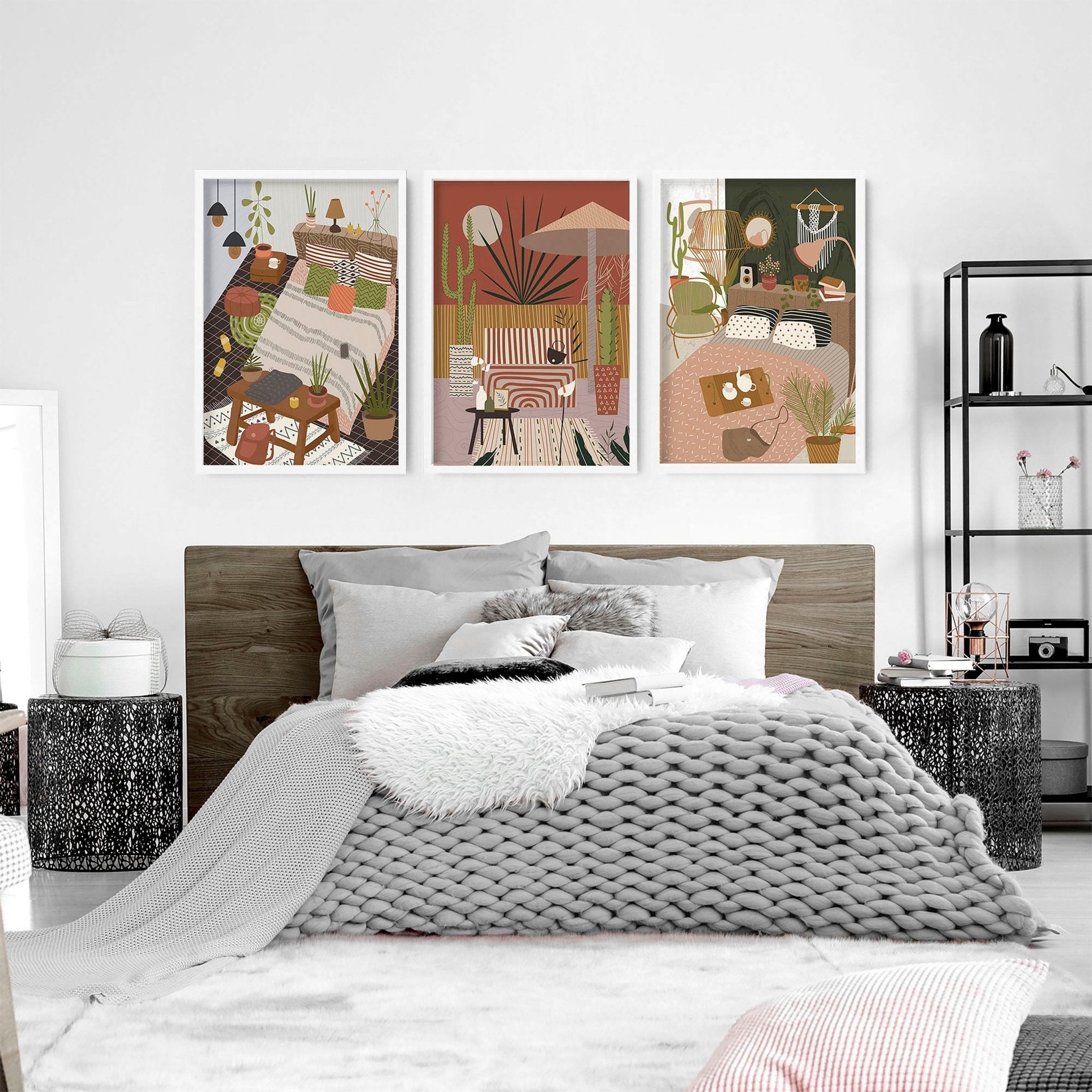 Wall art for the bedroom | set of 3 Bohemian wall art prints