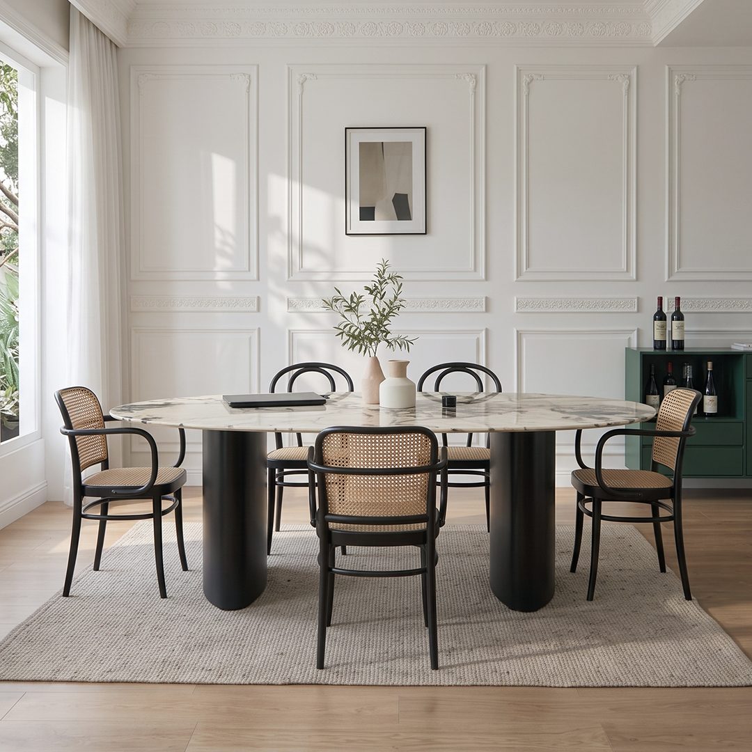 Tambo Oval Dining Table, Pebble Shape, Sintered Stone - Joe’s Haven
