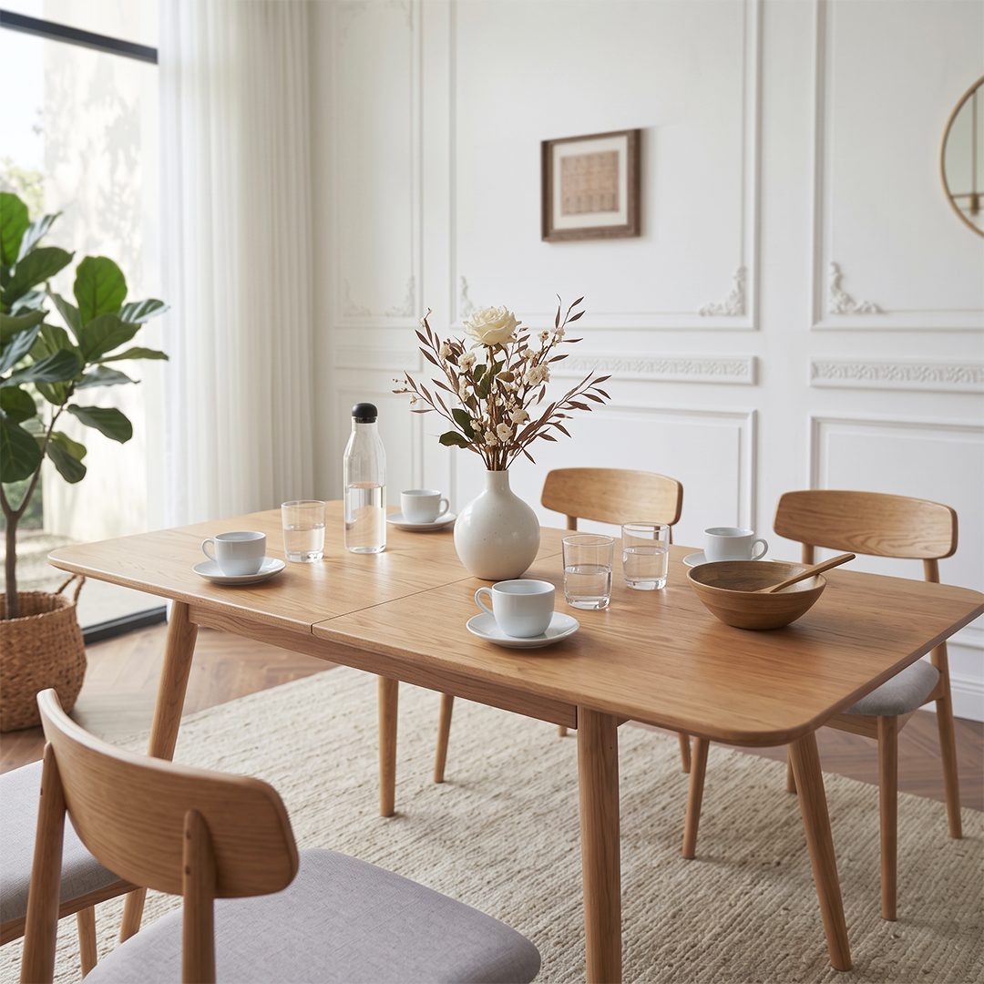 Delicia Extendable Dining Table, Ash - Joe’s Haven