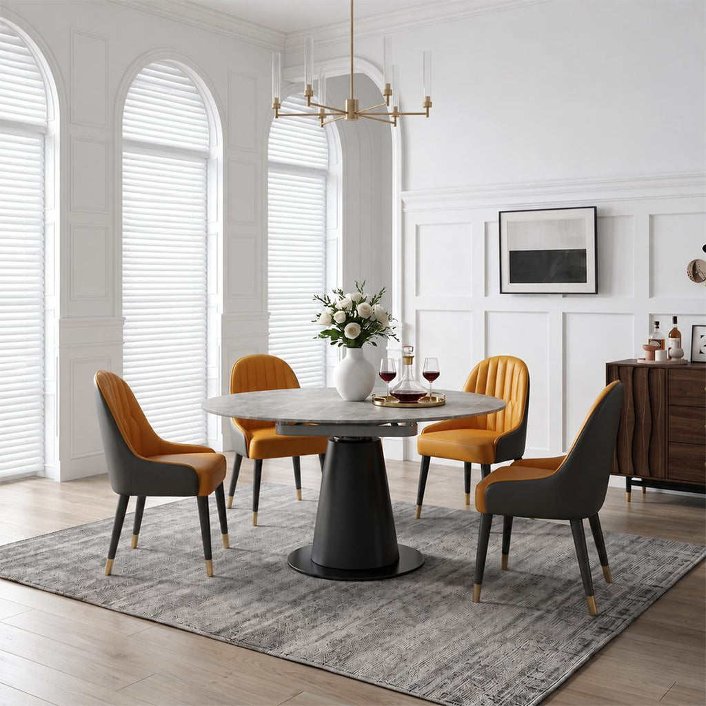 Lessie Round Extendable Dining Table, Sintered Stone - Joe’s Haven