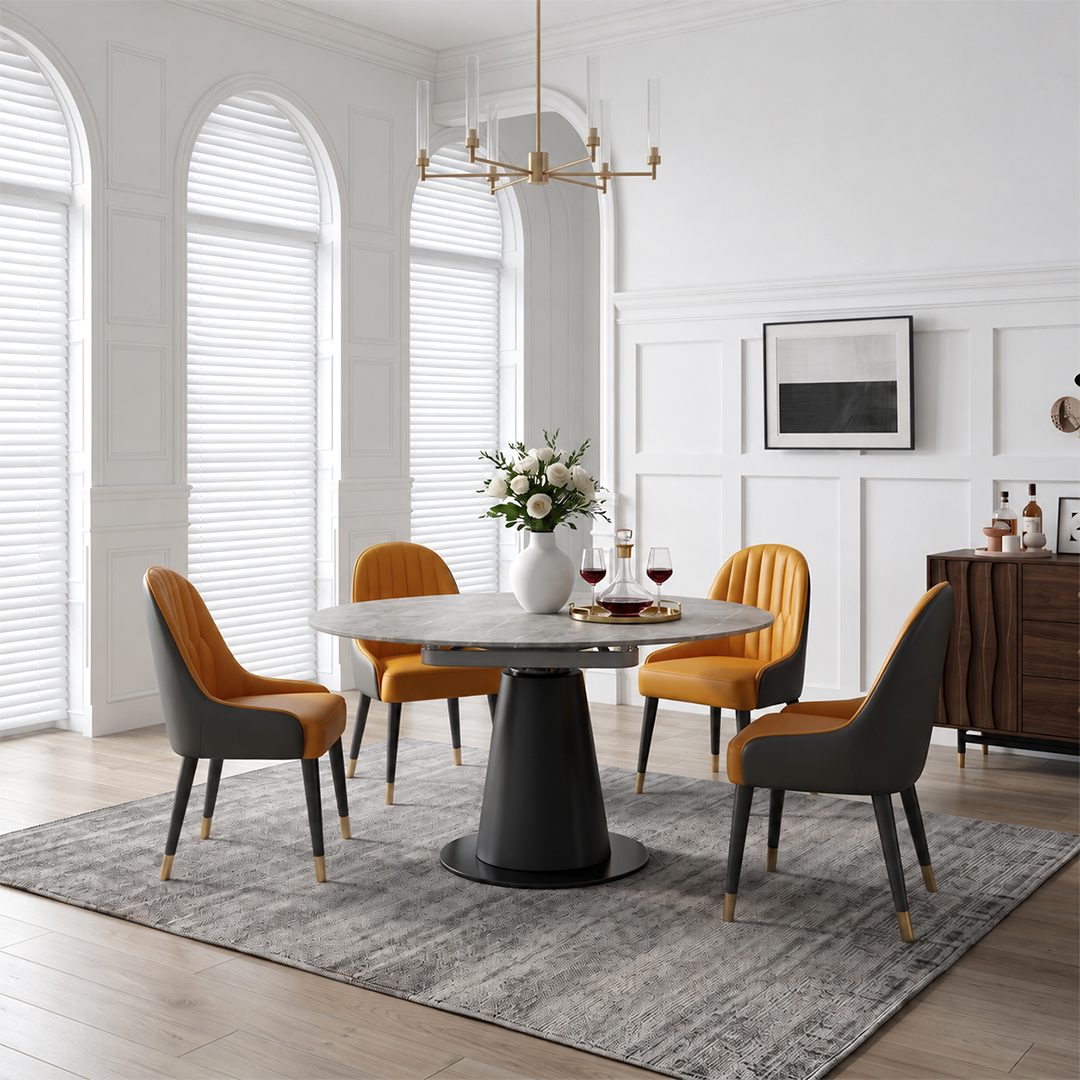 Lessie Round Extendable Dining Table, Sintered Stone - Joe’s Haven