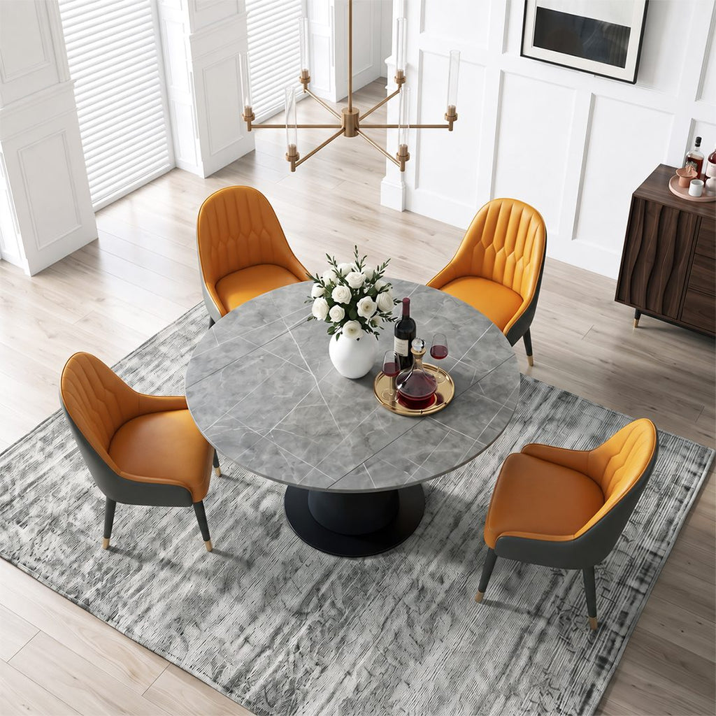 Lessie Round Extendable Dining Table, Sintered Stone - Joe’s Haven