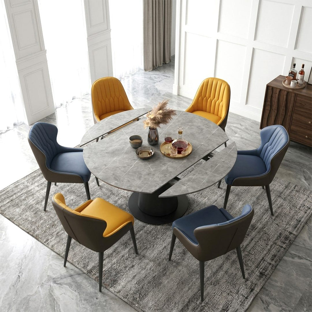 Lessie Round Extendable Dining Table, Sintered Stone - Joe’s Haven
