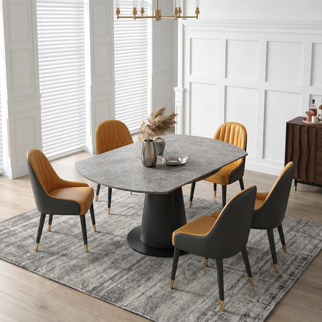Lessie Round Extendable Dining Table, Sintered Stone - Joe’s Haven