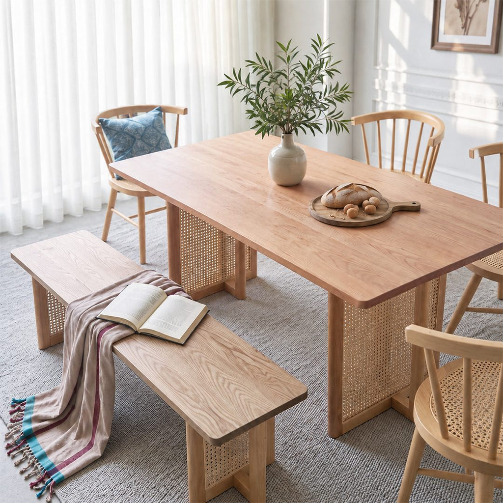Gavril Rattan Dining Table, Oak, Rectangle - Joe’s Haven