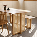 Gavril Rattan Dining Table, Oak, Rectangle - Joe’s Haven