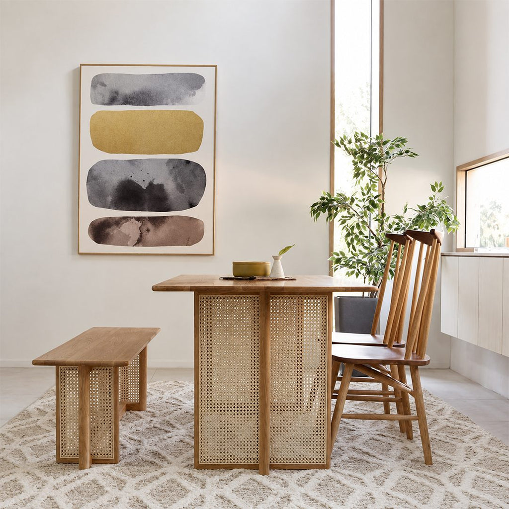 Gavril Rattan Dining Table, Oak, Rectangle - Joe’s Haven