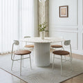 Cracky White Round Dining Table, Premium Terrazzo And Wood Base - Joe’s Haven