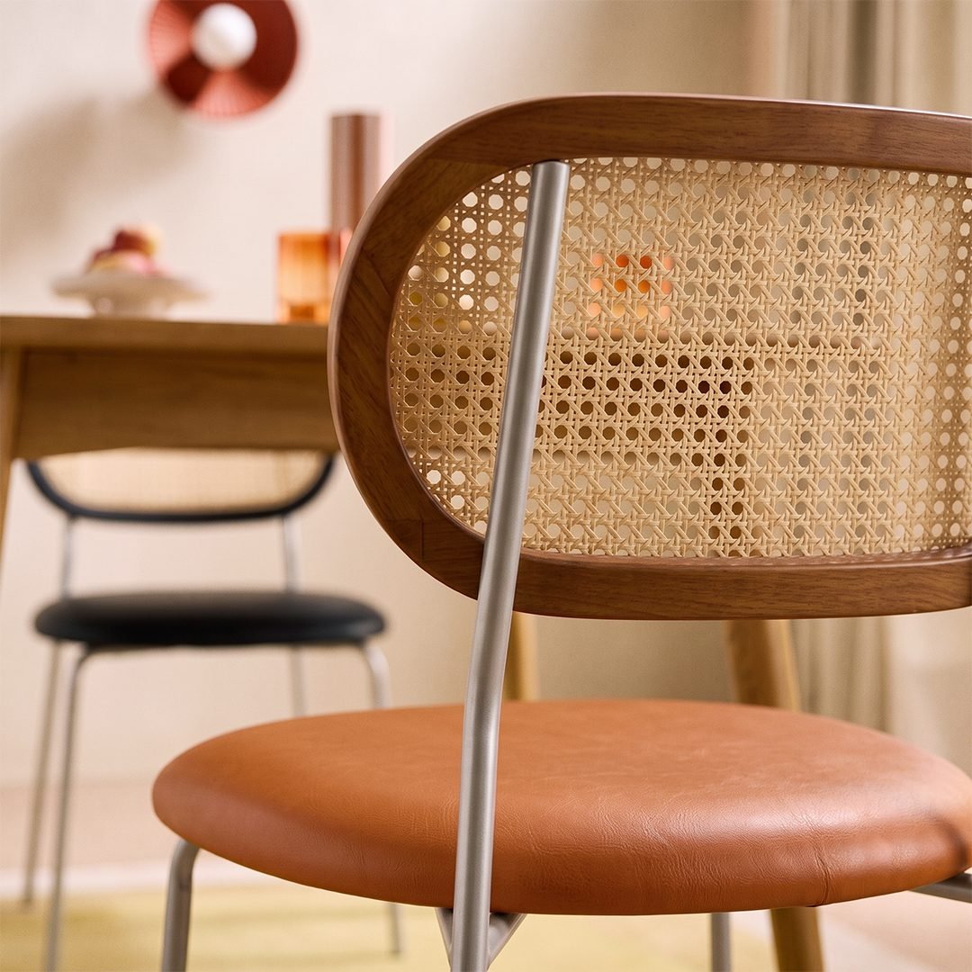 Ozzie Rattan Dining Chair, Round Seat Pad - Joe’s Haven