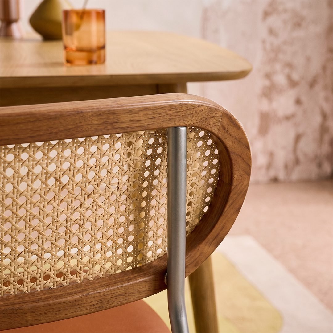 Ozzie Rattan Dining Chair, Round Seat Pad - Joe’s Haven