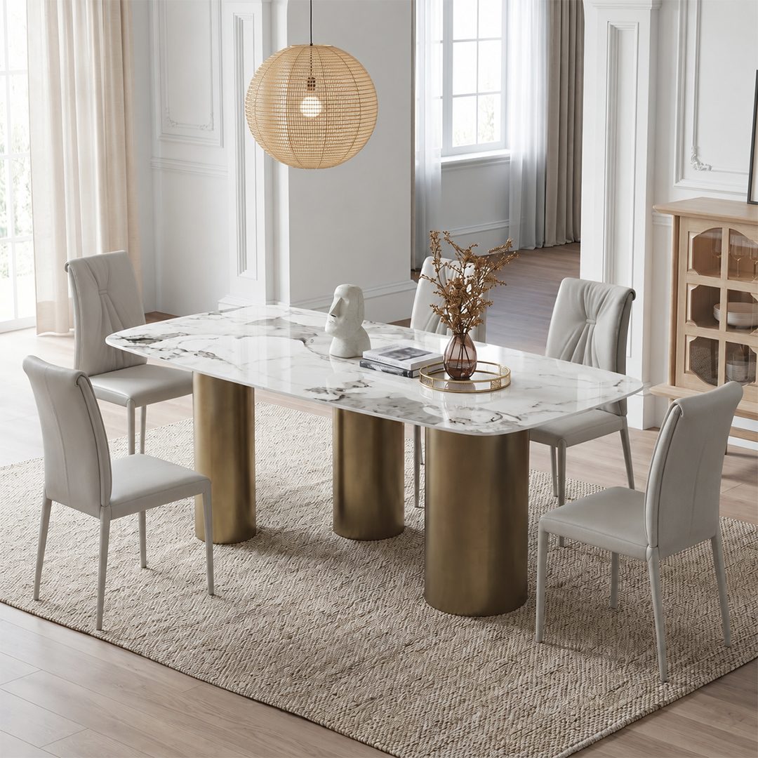 Mira Dining Table, Gold Base - Joe’s Haven