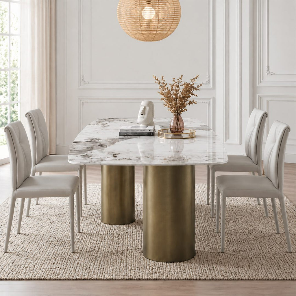 Mira Dining Table, Gold Base - Joe’s Haven
