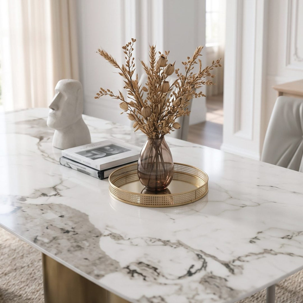 Mira Dining Table, Gold Base - Joe’s Haven